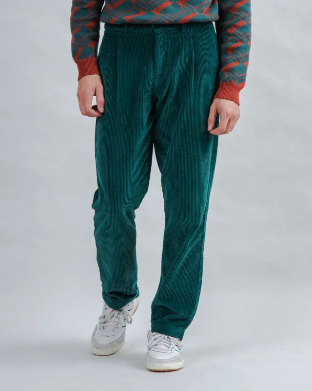 Corduroy Pleated Chino Pants Green sold by Brava Fabrics