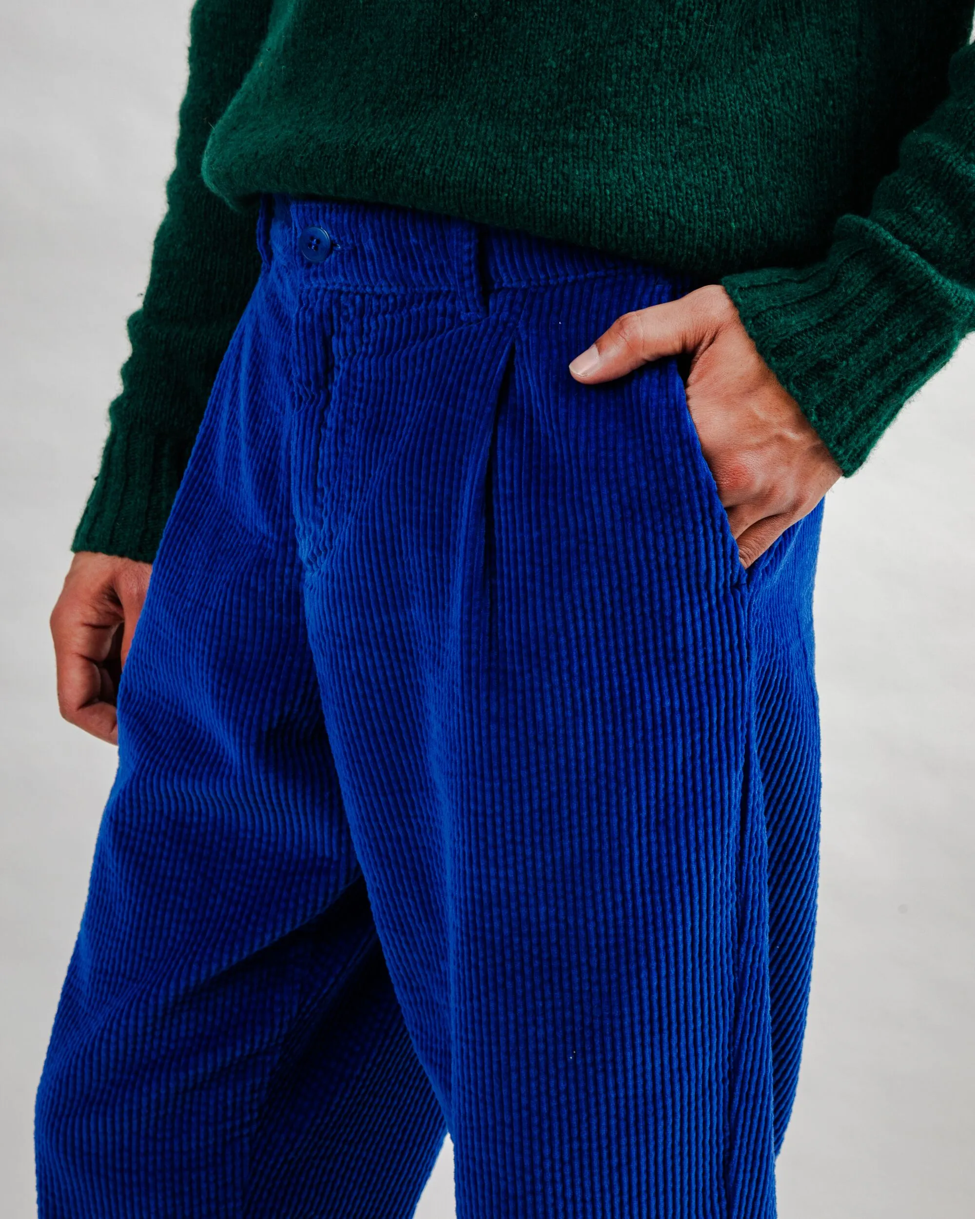 Corduroy Pleated Chino Pants Klein Blue sold by Brava Fabrics product image thumbnail 4