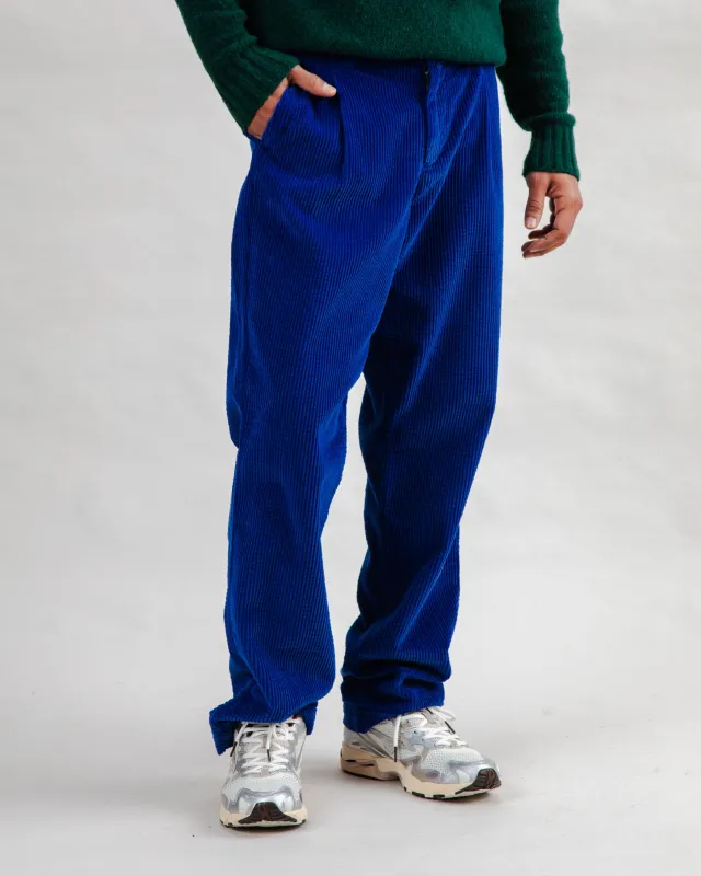 Corduroy Pleated Chino Pants Klein Blue made by Brava Fabrics