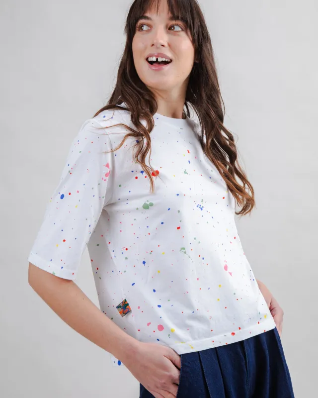 Splash Paint Squared Tee White made by Brava Fabrics