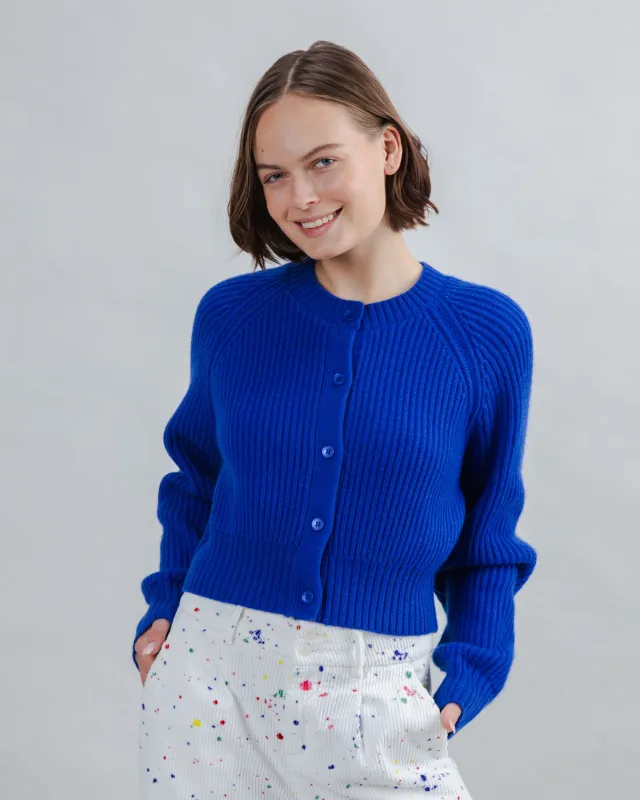 Wool Cropped Cardigan Blue Klein made by Brava Fabrics