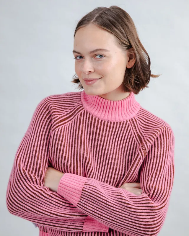 Bicolor Wool Cropped Sweater Pink sold by Brava Fabrics