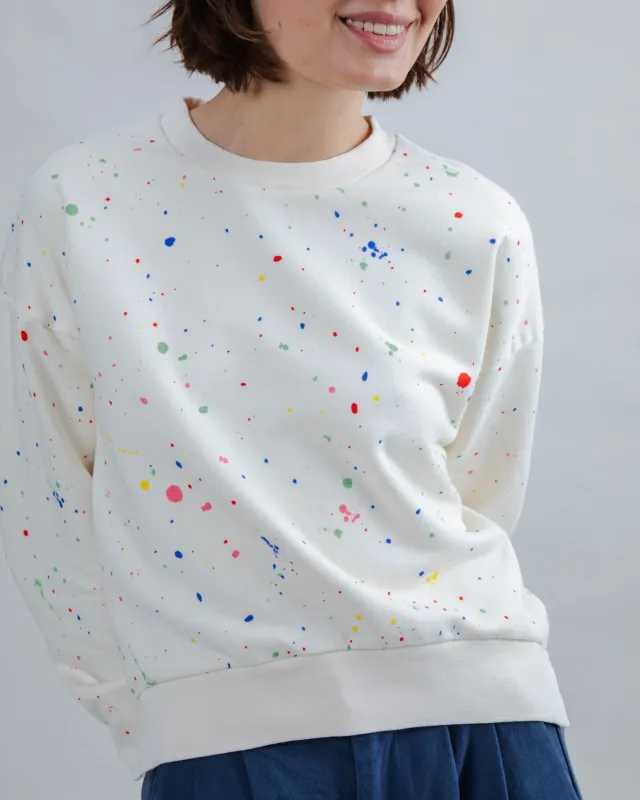 Splash Paint Rounded Sweatshirt Ecru made by Brava Fabrics