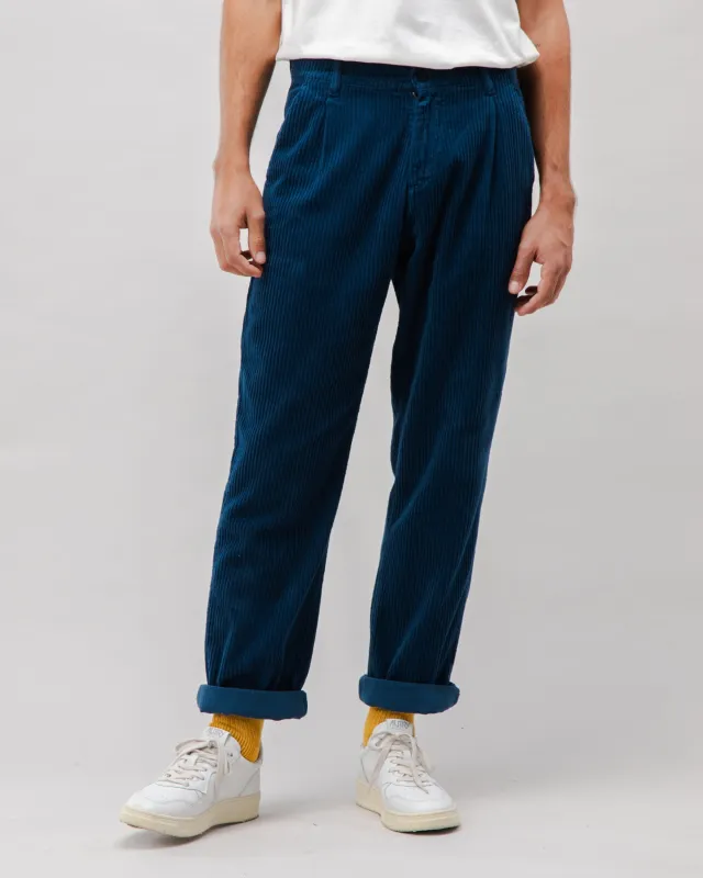 Corduroy Pleated Chino Indigo made by Brava Fabrics