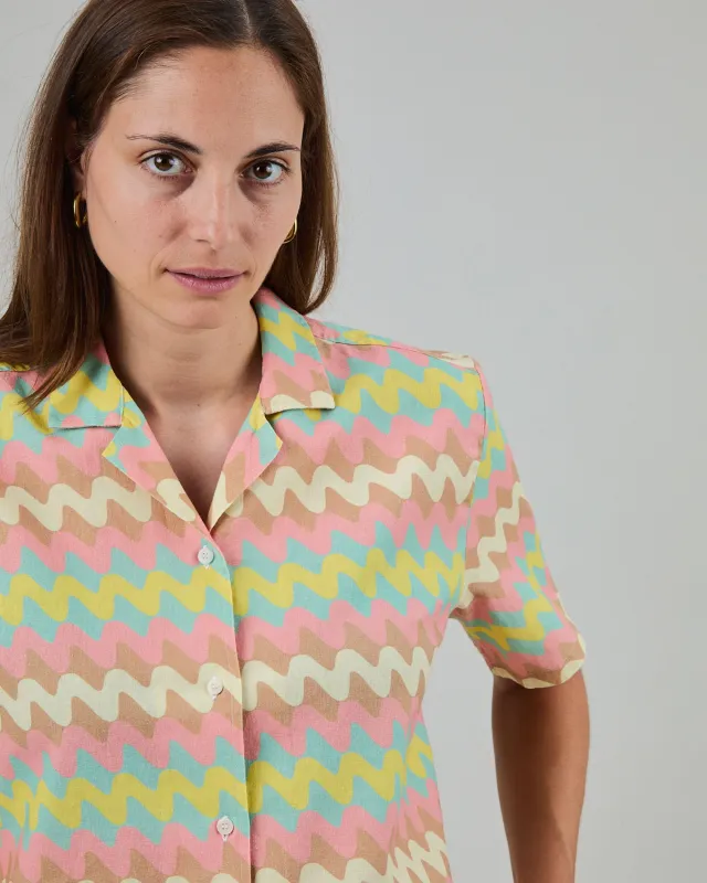 Pastel Wavy Stripes Aloha Blouse made by Brava Fabrics