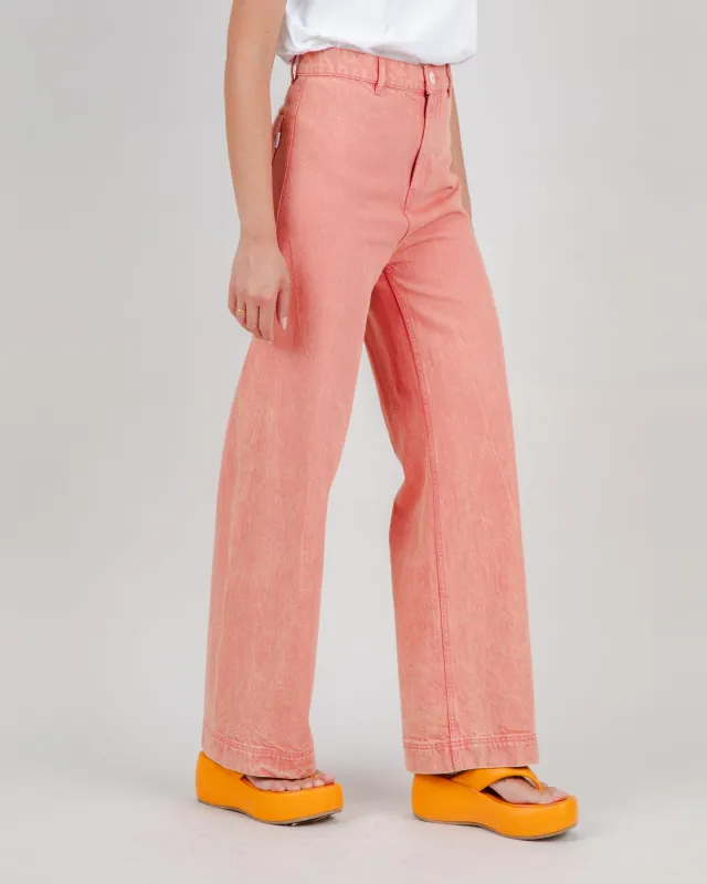 Washed Denim Straight Leg Pants Pink made by Brava Fabrics