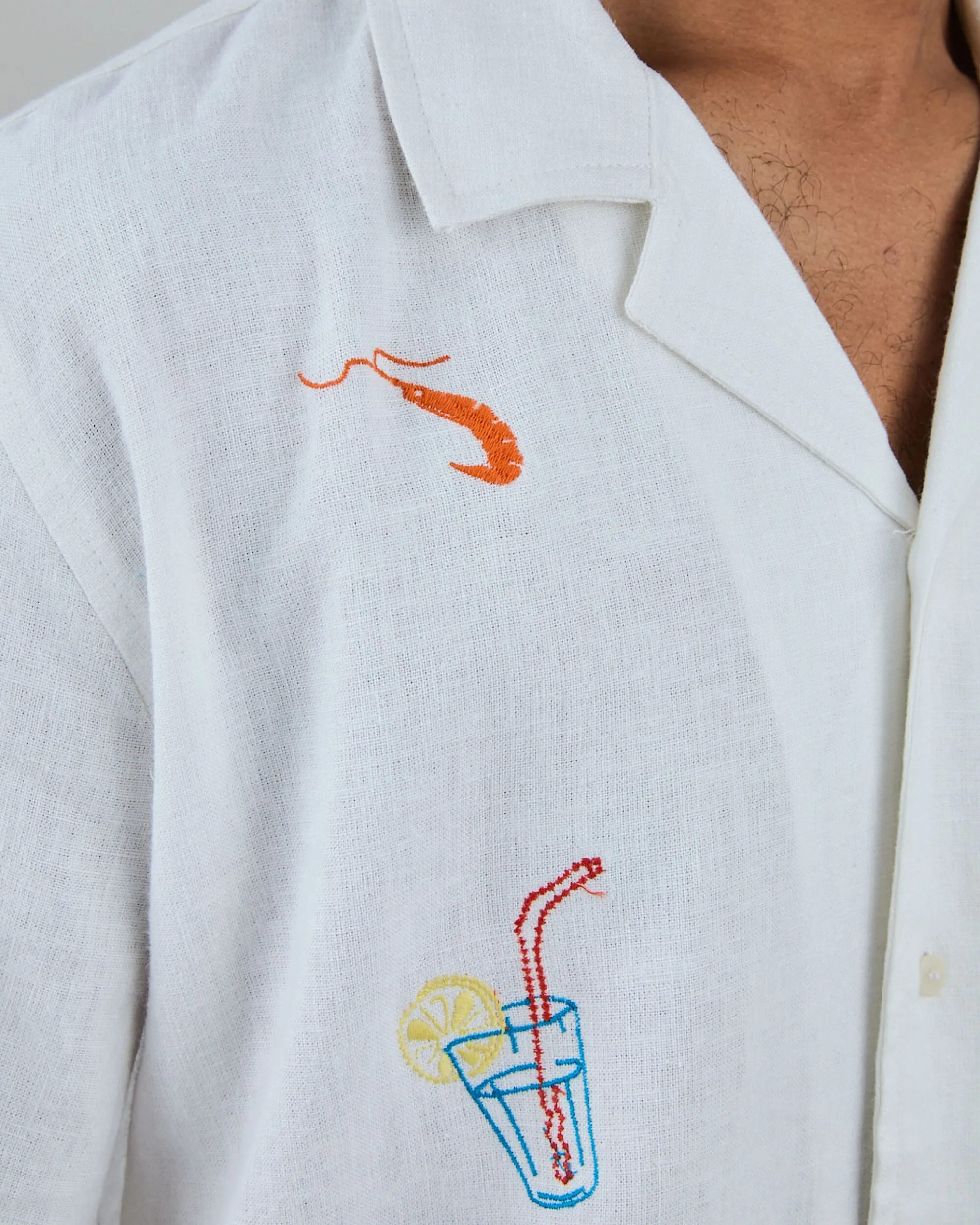 Chiringuito Embroidery Aloha Shirt White sold by Brava Fabrics product image thumbnail 4
