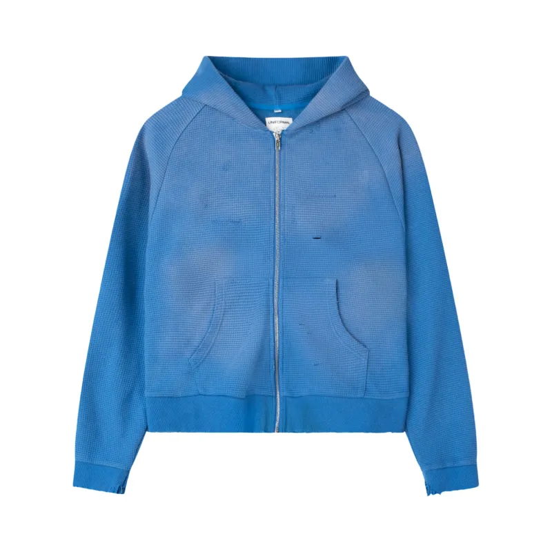 Waffle Knit Hoodie - Ocean Blue made by UNIFORMAL