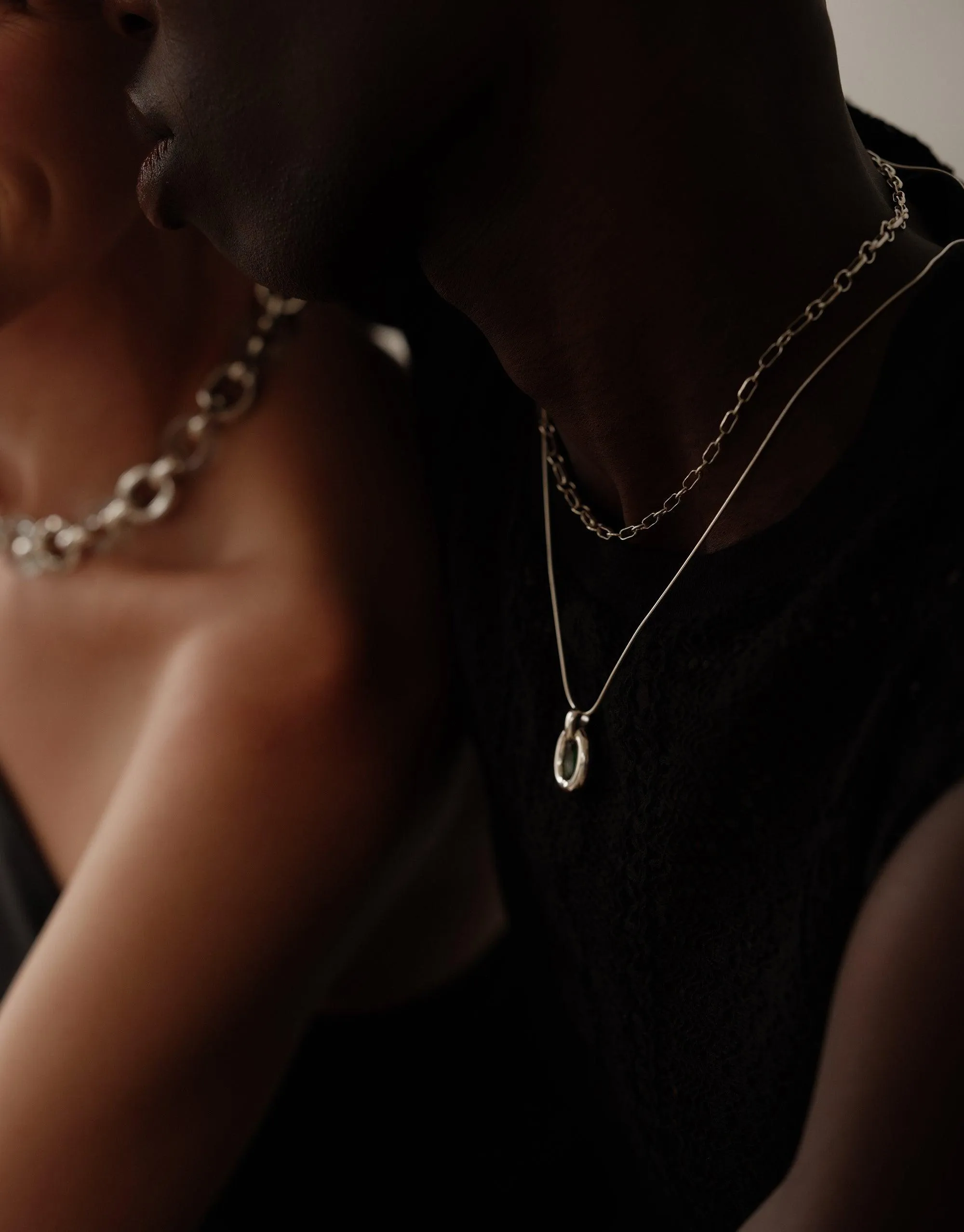 Connected Loop Necklace | Mixed Metal & Glass sold by CLED product image thumbnail 5