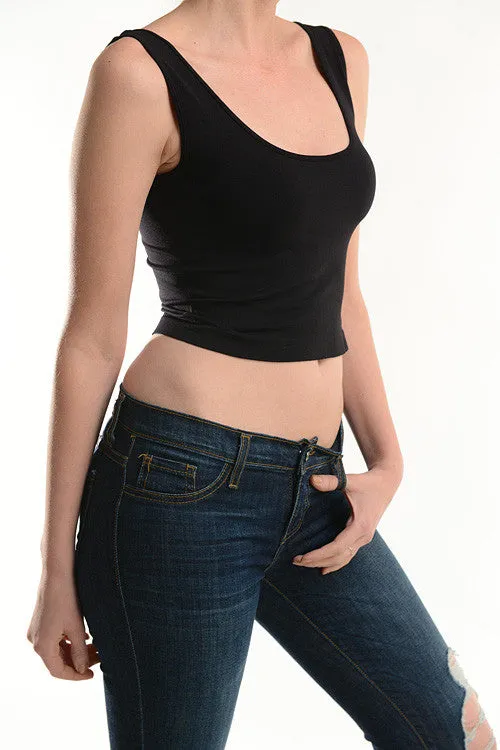 The Classic Stretch Crop Tank - Black sold by Daily Chic product image thumbnail 3