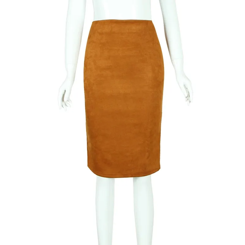 Carmen Faux Suede Midi Pencil Skirt - Camel, Beige or Black sold by Daily Chic product image thumbnail 4