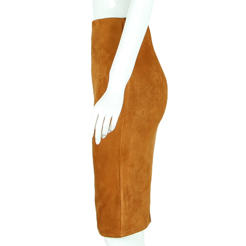 Carmen Faux Suede Midi Pencil Skirt - Camel, Beige or Black sold by Daily Chic product image thumbnail 5