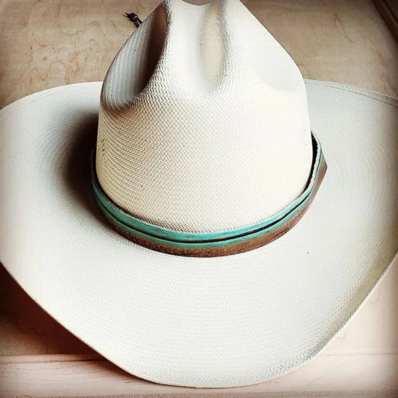 Turquoise Navajo Embossed Leather Hat Band sold by Daily Chic