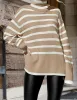 Samantha Striped Sweater - White, Black, or Khaki sold by Daily Chic