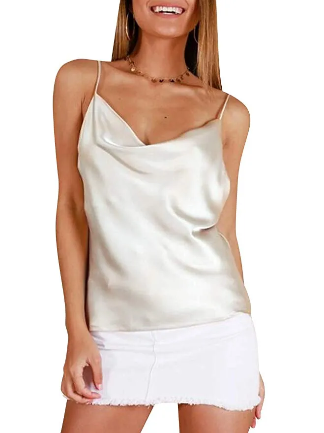 Simplicity Satin Cami Tank - Golden, Hunter Green, Black, White sold by Daily Chic product image thumbnail 4