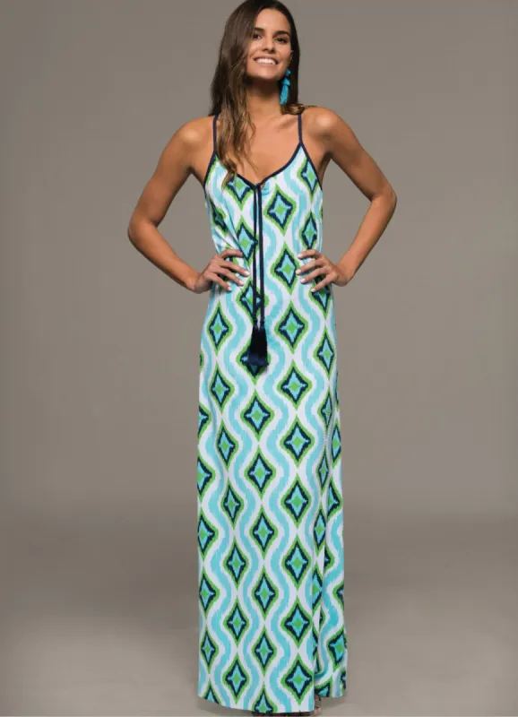 Cindy Print Maxi Dress - Turquoise + Multi sold by Daily Chic