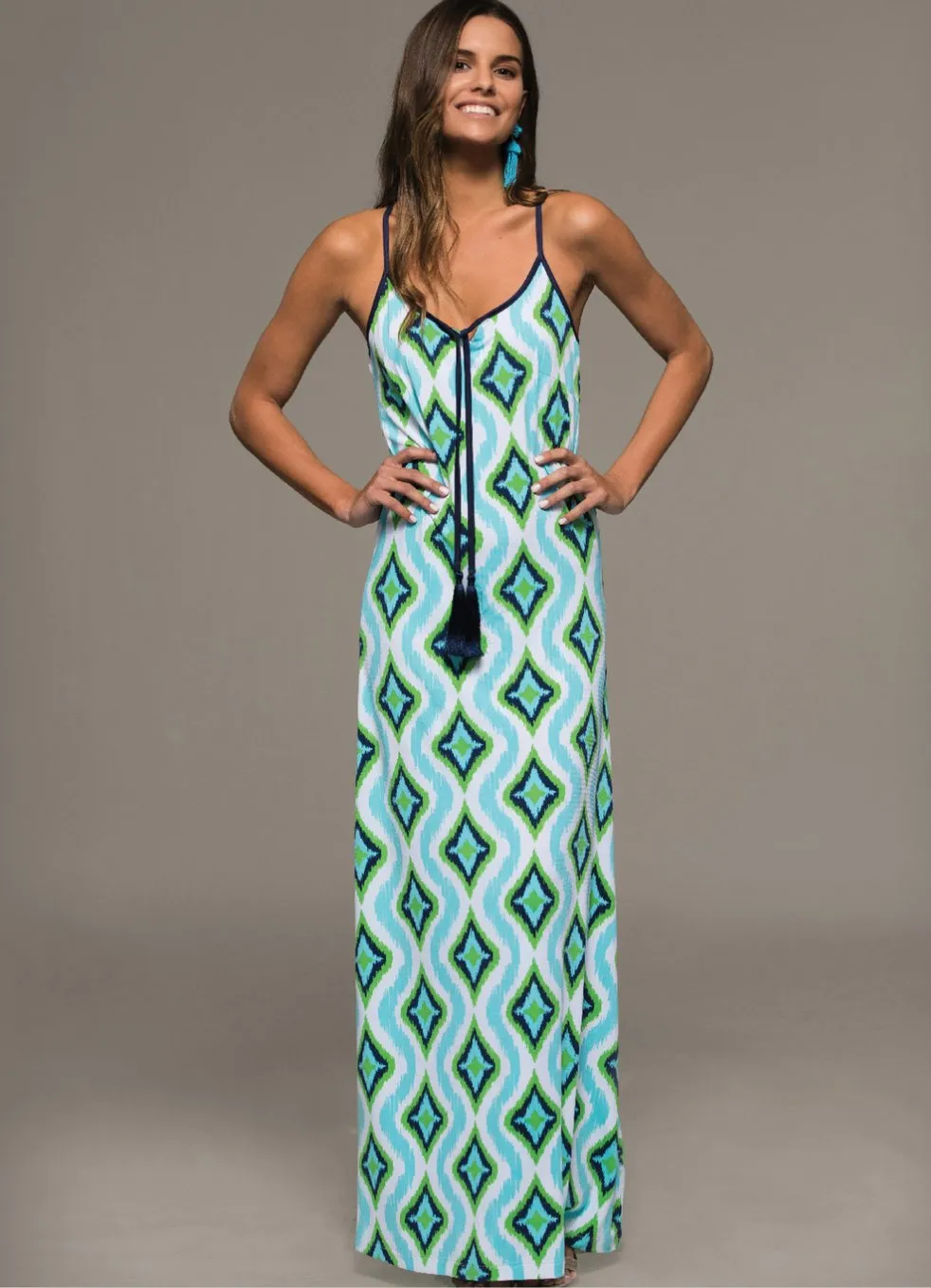 Cindy Print Maxi Dress - Turquoise + Multi sold by Daily Chic