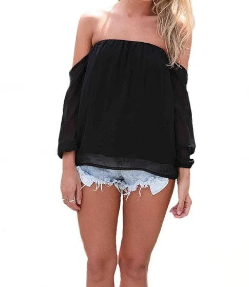 Wisteria Lane Off the Shoulder Blouse - Black RESTOCKED! sold by Daily Chic