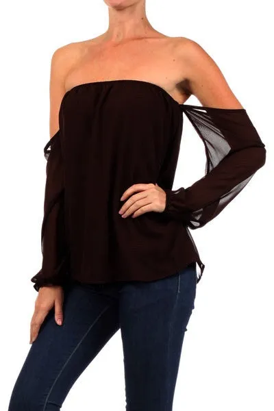 Wisteria Lane Off the Shoulder Blouse - Black RESTOCKED! sold by Daily Chic product image thumbnail 2