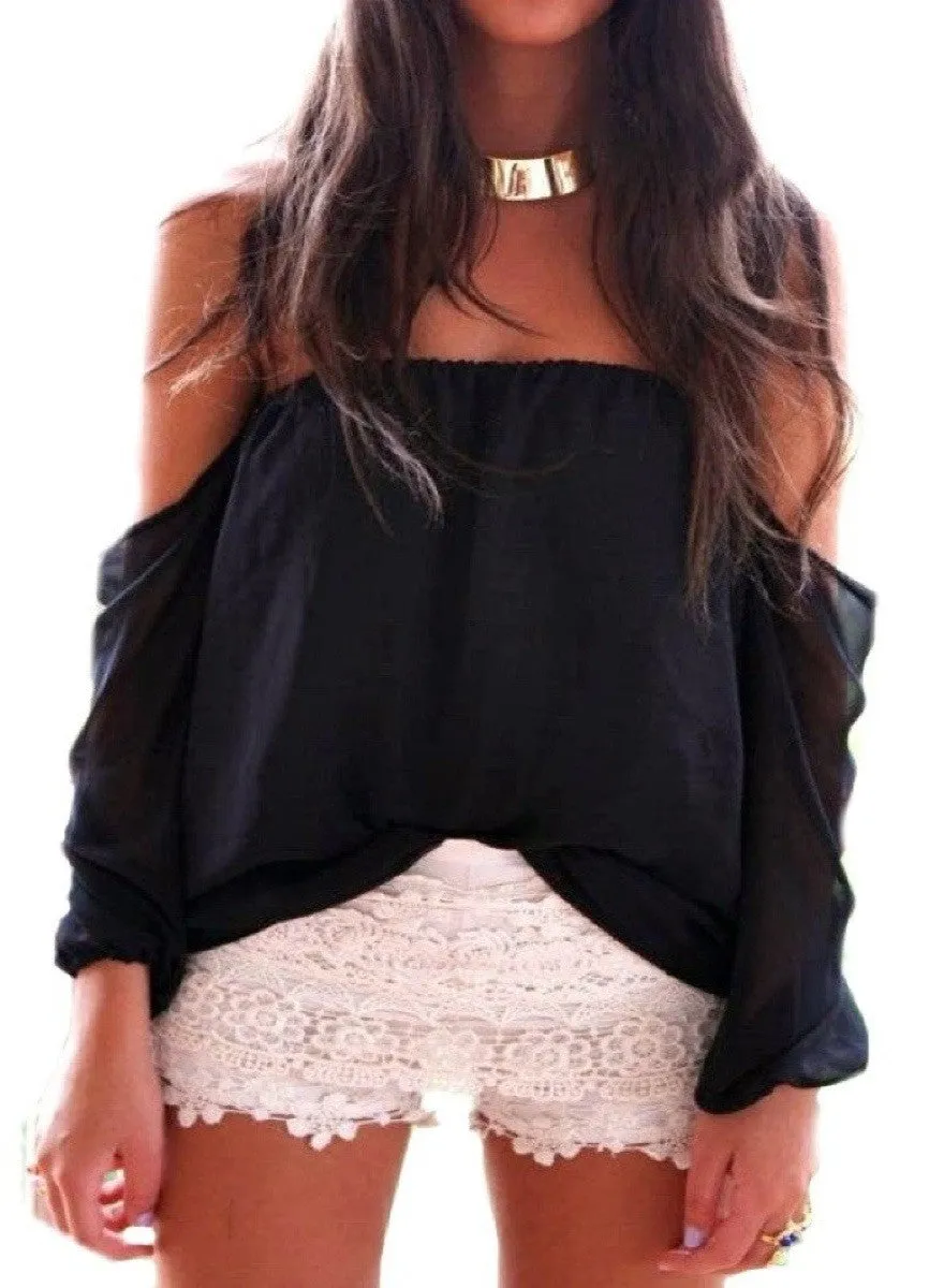 Wisteria Lane Off the Shoulder Blouse - Black RESTOCKED! sold by Daily Chic product image thumbnail 4