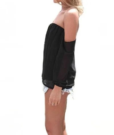 Wisteria Lane Off the Shoulder Blouse - Black RESTOCKED! sold by Daily Chic product image thumbnail 5