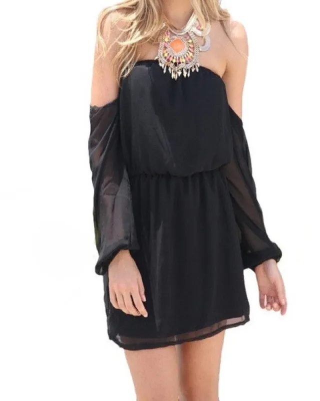Wisteria Lane Off the Shoulder Dress - Black sold by Daily Chic