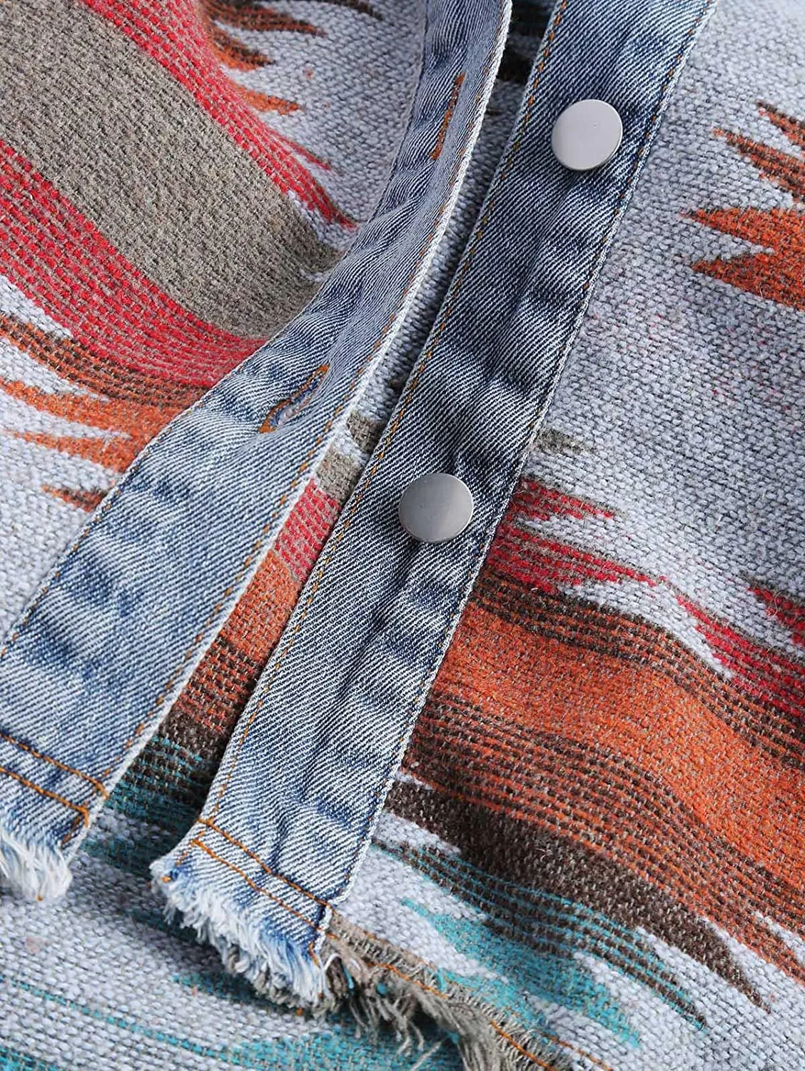 Dutton Aztec Print Denim Boyfriend Jacket sold by Daily Chic product image thumbnail 3