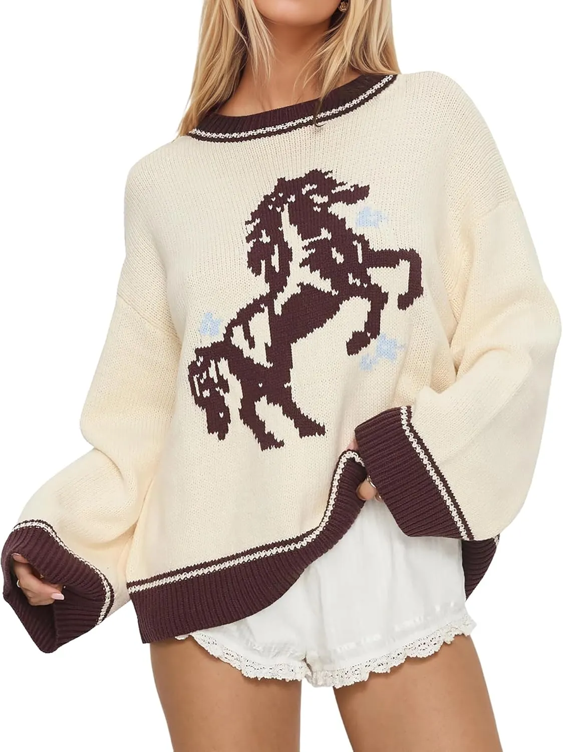 Wild Meadow Horse Knit Pullover Sweater sold by Daily Chic