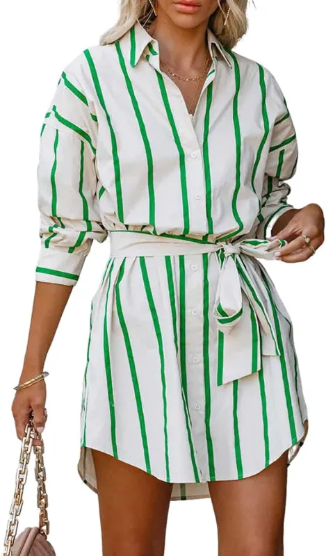 Seaside Socialite Striped Button-Down Tunic Dress made by Daily Chic