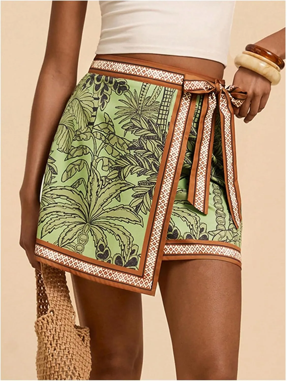 Bali Botanical Wrap Mini Skort sold by Daily Chic product image thumbnail 5