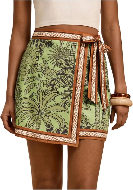 Bali Botanical Wrap Mini Skort made by Daily Chic