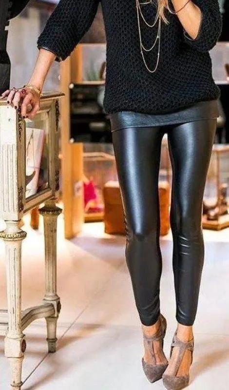 Zoe Leather Look Leggings - Black sold by Daily Chic product image thumbnail 2