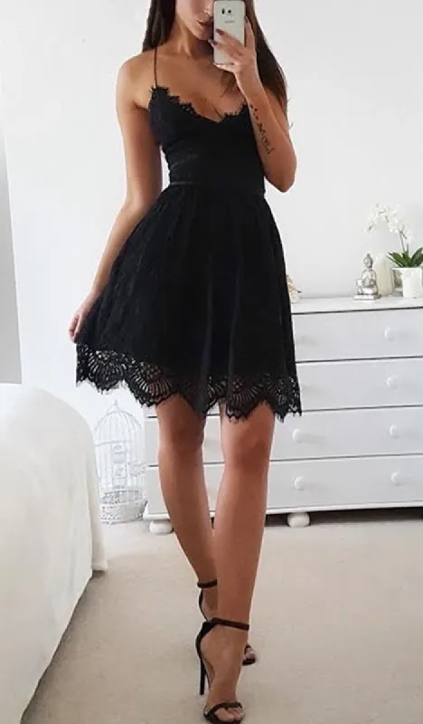 Macie Lace Up Back Lace Dress - Black sold by Daily Chic