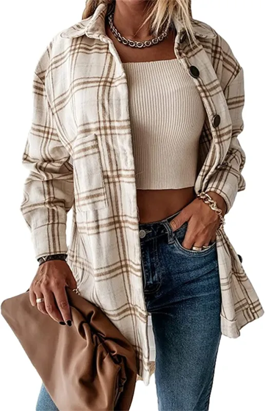 Layer on the Cozy Flannel Shacket sold by Daily Chic