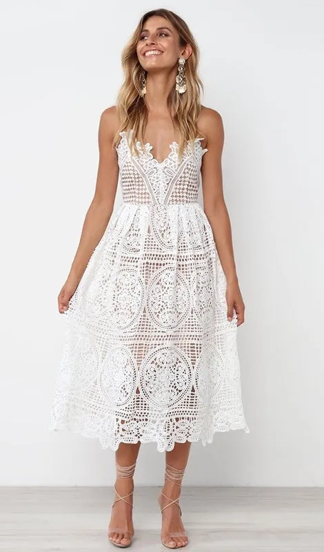 Gia White Lace Dress sold by Daily Chic