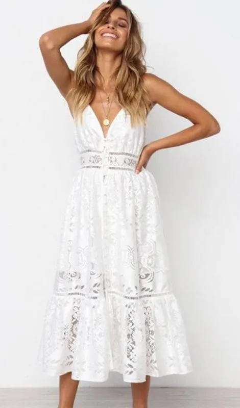 Sophie Lace Dress - White or Blush sold by Daily Chic