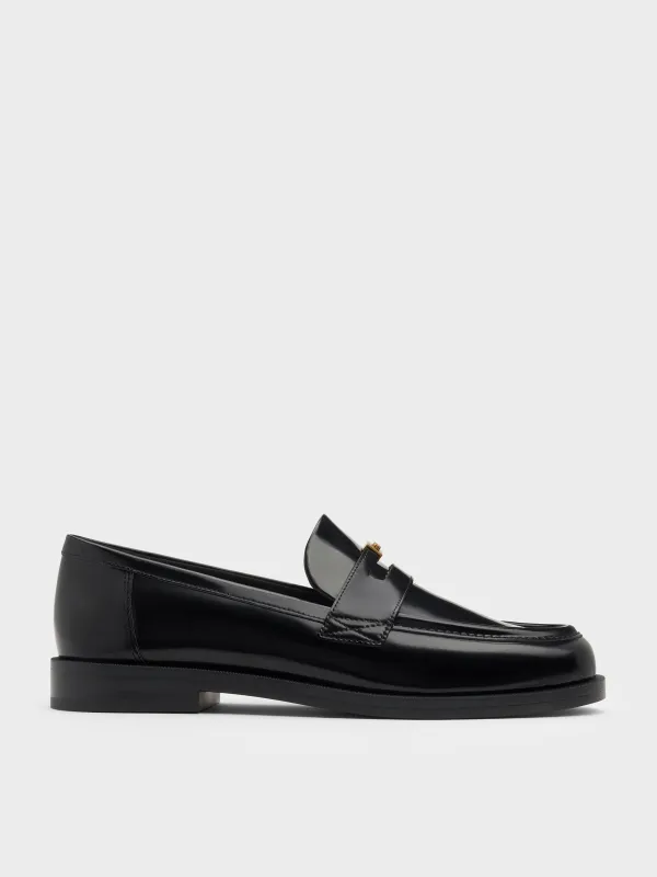Charles & Keith - Georgina Leather Metallic-Accent Penny Loafers sold by Charles & Keith