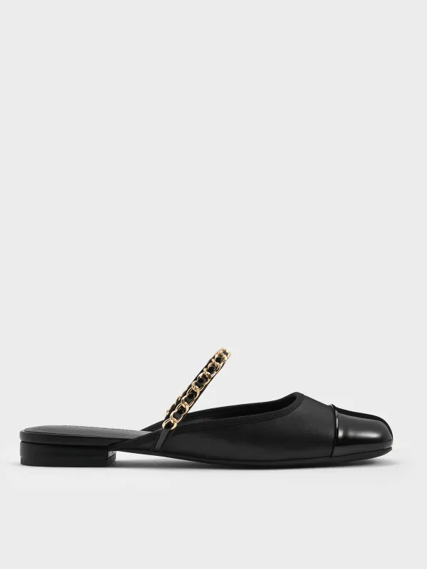 Charles & Keith - Patent Chain-Strap Mules sold by Charles & Keith