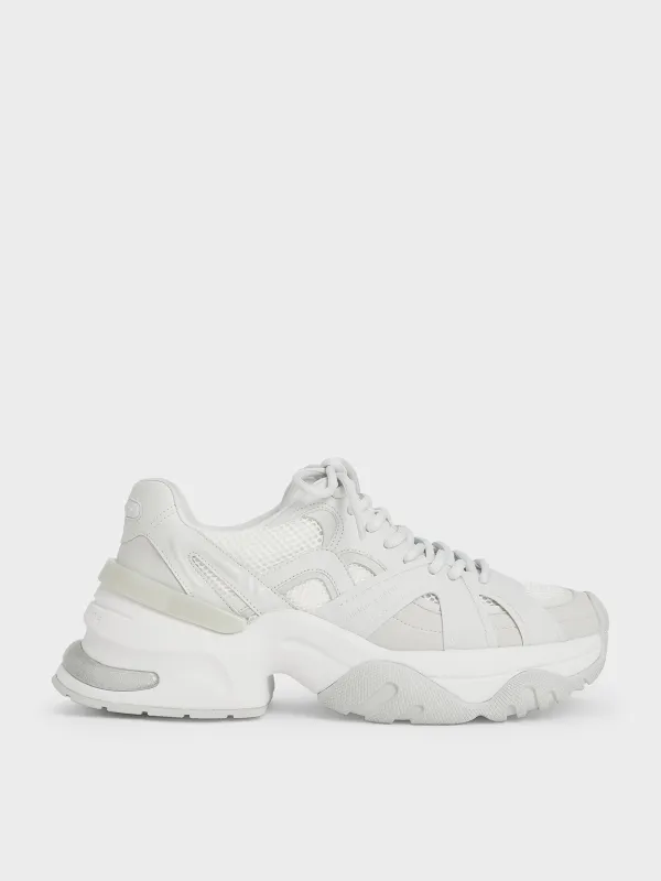 Charles & Keith - Mesh Contrast-Trim Chunky Sneakers made by Charles & Keith