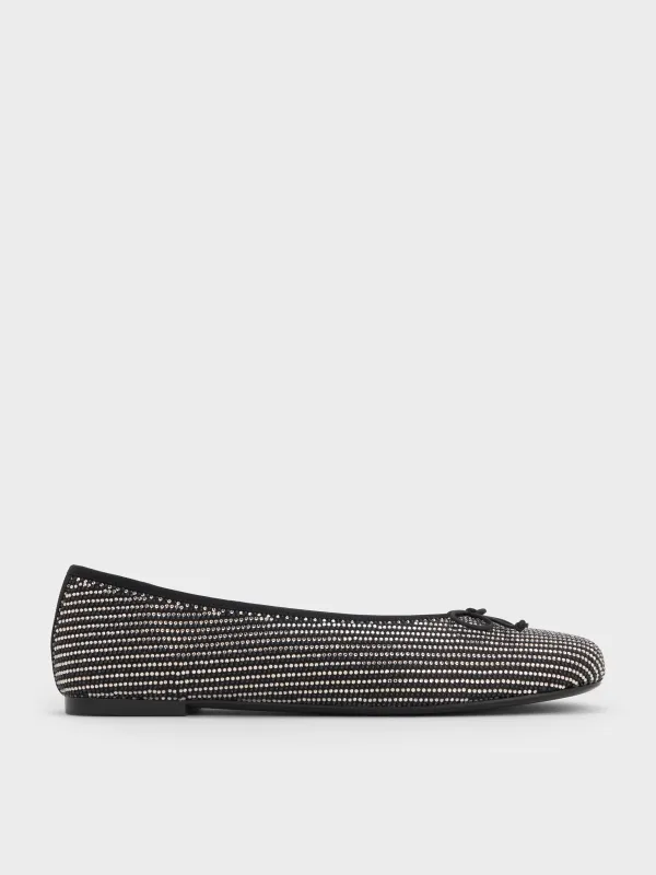 Charles & Keith - Satin Crystal-Embellished Bow Ballet Flats sold by Charles & Keith