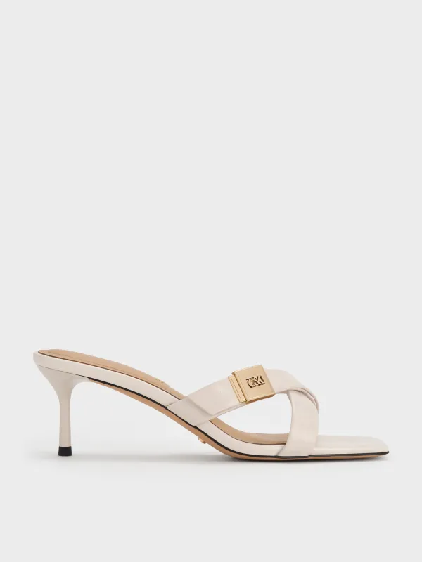 Charles & Keith - Cody Leather Crossover-Strap Heeled Sandals sold by Charles & Keith