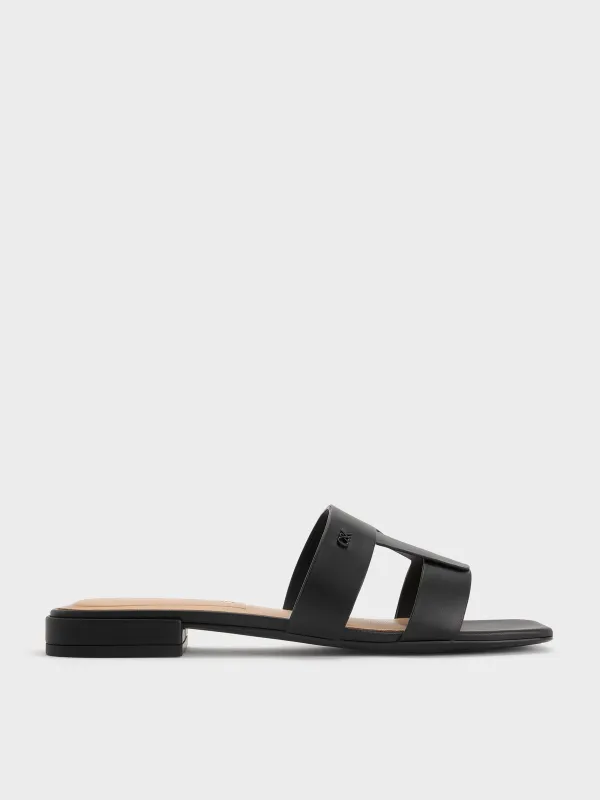 Charles & Keith - Petina Leather Slide Sandals made by Charles & Keith