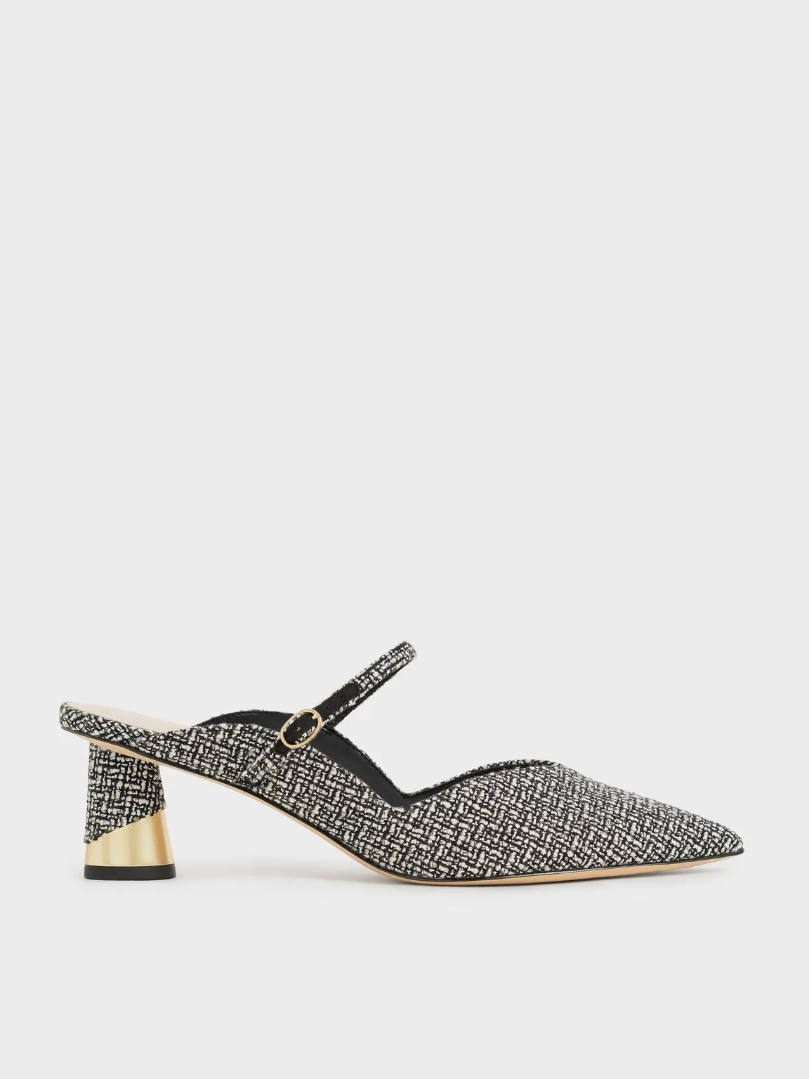 Charles & Keith - Cammie Metallic Sculptural Heel Tweed Mules sold by Charles & Keith