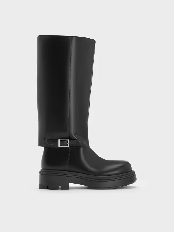 Charles & Keith - Davis Buckled Fold-Over Boots sold by Charles & Keith