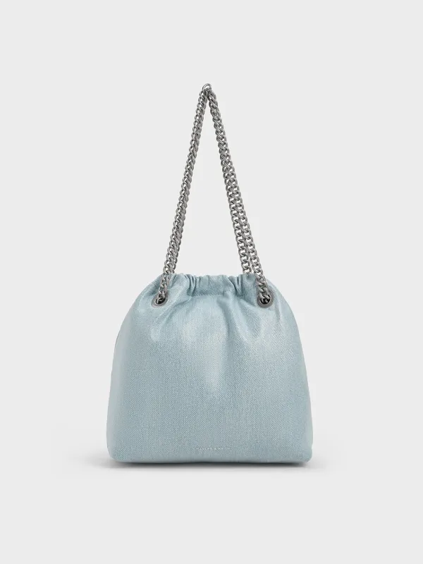 Charles & Keith - Caia Denim Chain-Handle Tote Bag sold by Charles & Keith