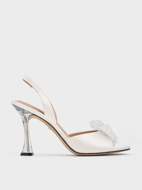 Charles & Keith - Recycled Polyester Beaded Bow Slingback Pumps sold by Charles & Keith