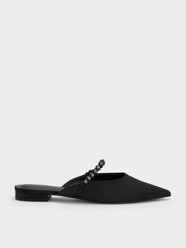 Charles & Keith - Flores Recycled Polyester Gem-Strap Flat Mules sold by Charles & Keith