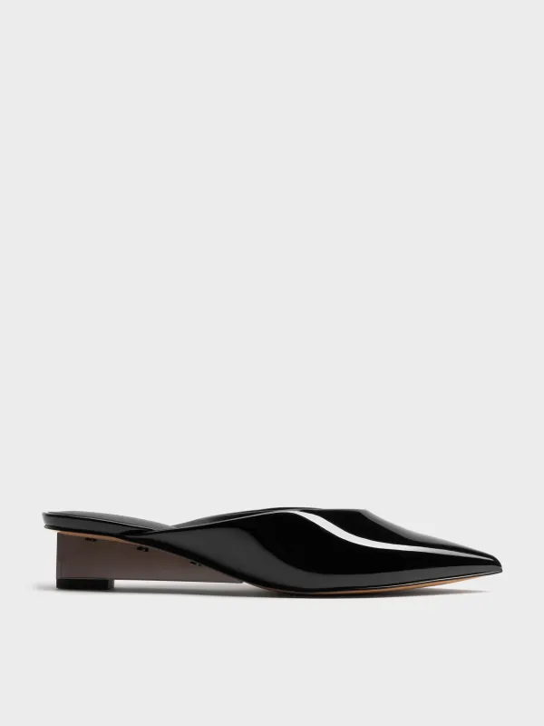 Charles & Keith - Patent Translucent-Heel Wedge Mules sold by Charles & Keith