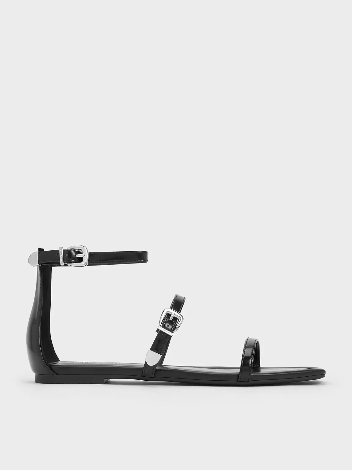 Charles & Keith - Square-Toe Buckled Triple-Strap Sandals sold by Charles & Keith