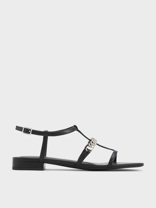 Charles & Keith - T-Bar Chain-Link Sandals sold by Charles & Keith